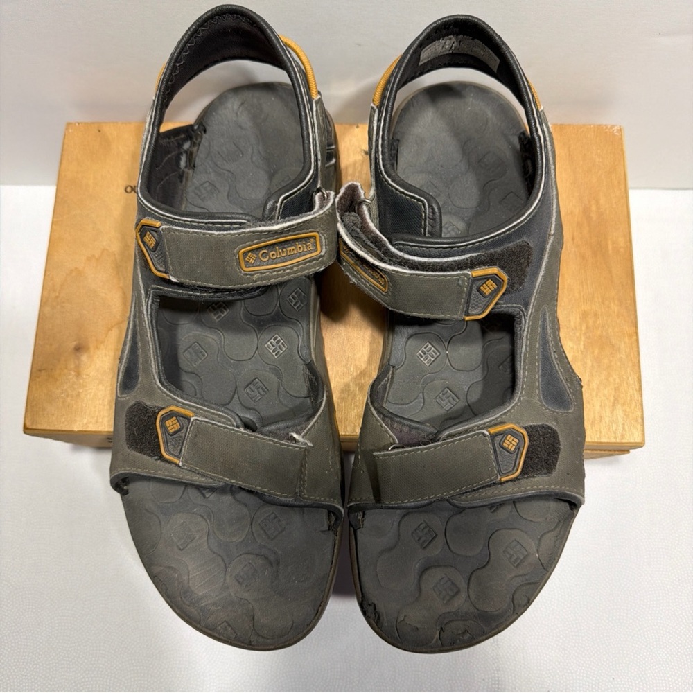 Columbia Hook & Loop Sandals Gray & Gold Great For Outdoor & Water No Size C Pic - Picture 3 of 7